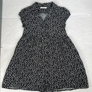 OAK + FORT Black and White Viscose V-Neck Cap Sleeve Lined Sundress XS